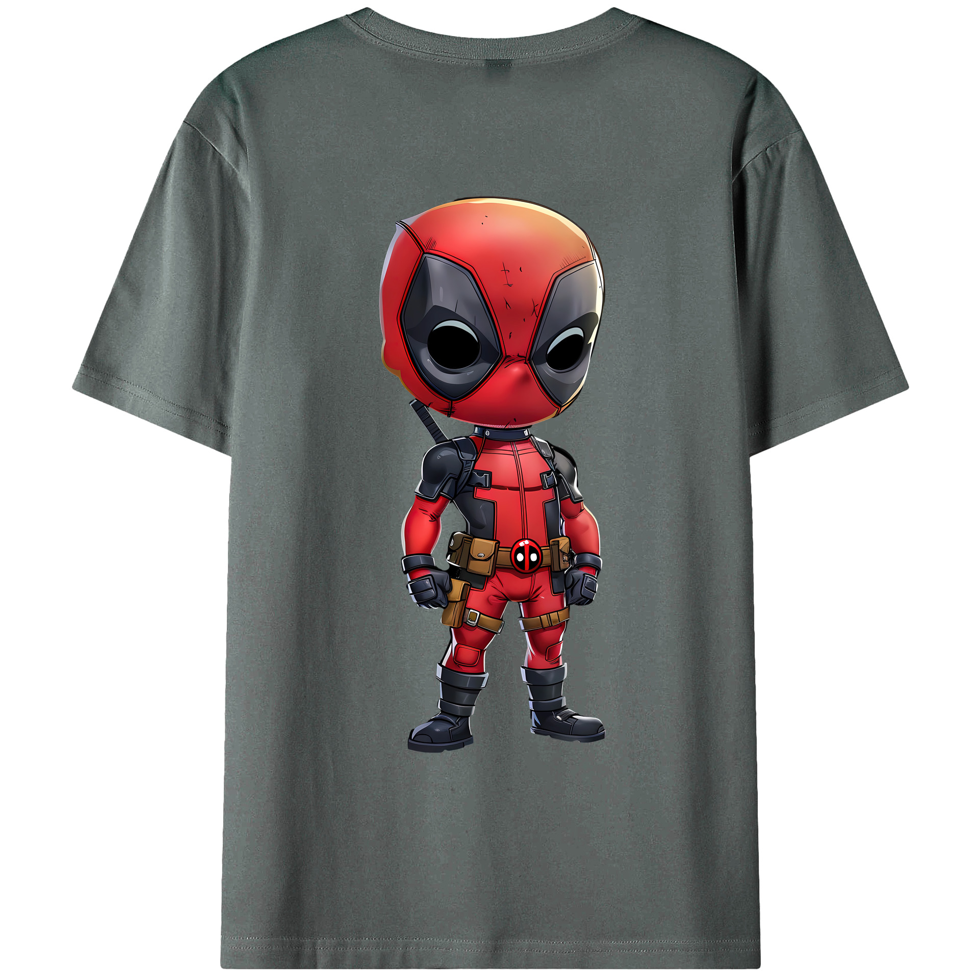 （画像用） Deadpool デッドプール 綿100％ メンズ半袖Tシャツ（バックプリント） 通気性
